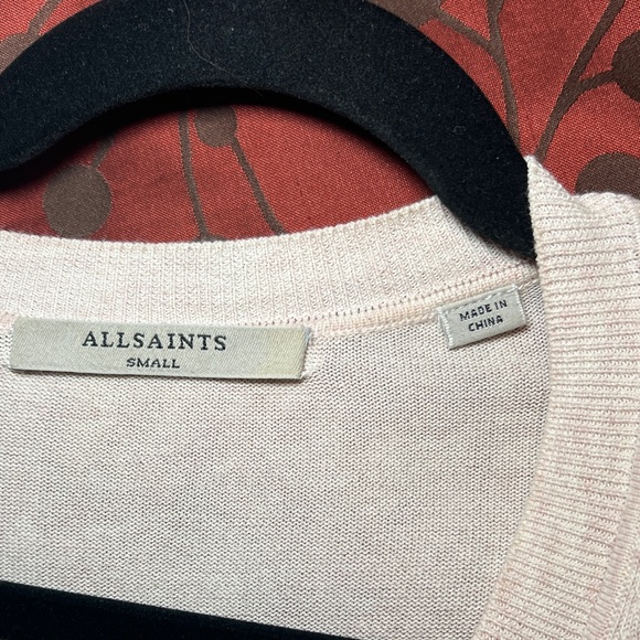 All Saints Soft Pink Knit Top with Silk detail - Small - Picture 7 of 8
